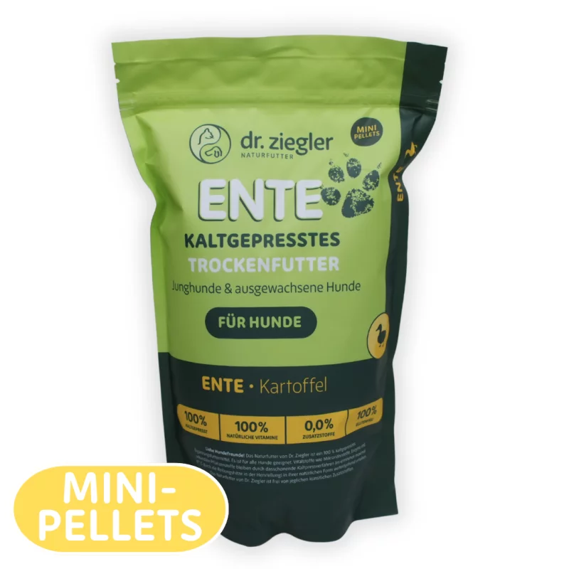 Kaltgepresstes Trockenfutter Ente & Kartoffel 1 kg Packung